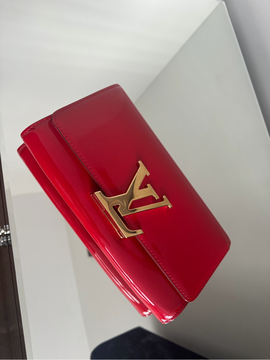 Louis Vuitton Red Patent Leather Louise Mm Clutch